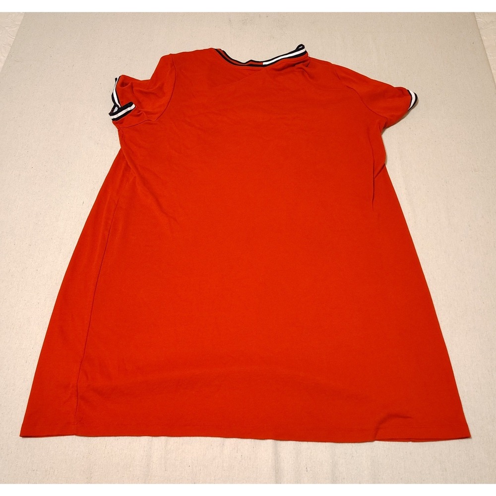 Tommy Hilfiger Womens Red V-Neck Night Shirt Size 2X Striped Trim Logo - Picture 5 of 7